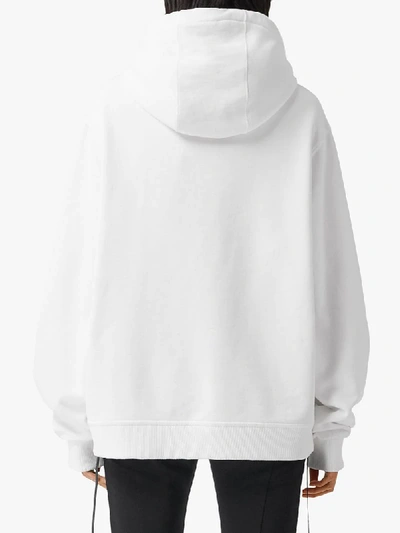 Shop Burberry Montage-print Cotton Hoodie In White