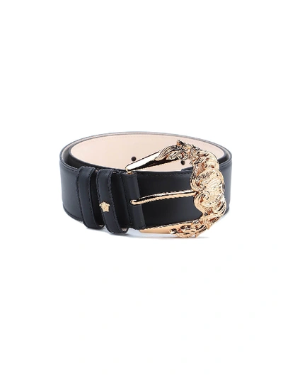 Shop Versace Belt Baroque In Ot Black/tribute Gold