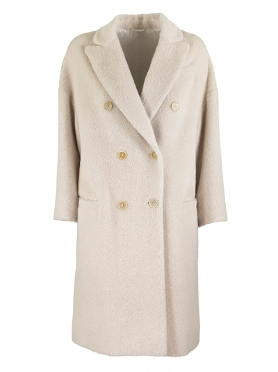 Shop Brunello Cucinelli Double Breasted Alpaca And Virgin Wool Coat In White