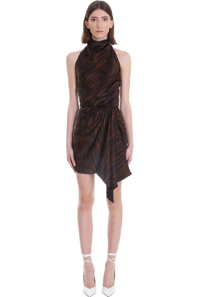 Shop Attico Dress In Brown Viscose