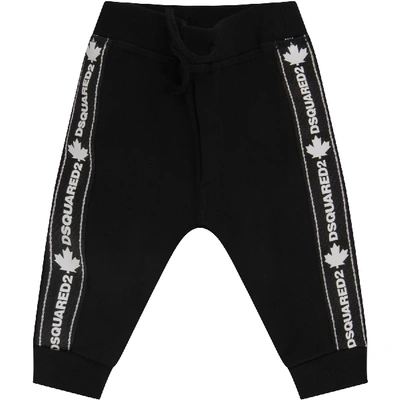 Shop Dsquared2 Black Sweatpant For Baby Boy With White Logo