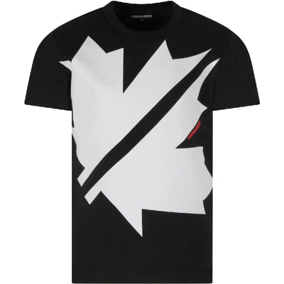 Shop Dsquared2 Black T-shirt For Boy With Red Logo
