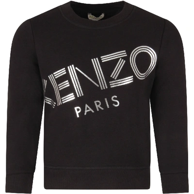 Shop Kenzo Black Sweatshirt For Kids With Logo