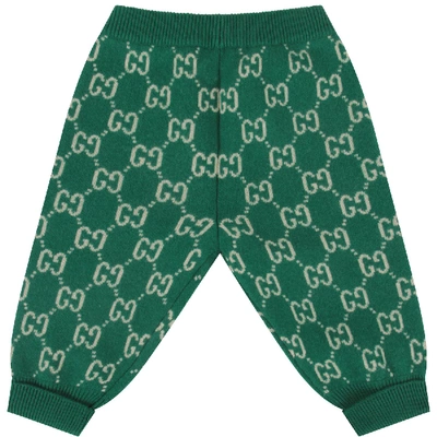 Shop Gucci Green Pants With Double Gg For Baby Boy