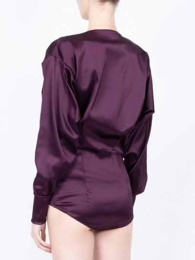 Shop Attico Satin Bodysuit Purple