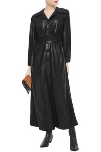 Shop Nanushka Tarot Belted Vegan Leather Maxi Dress In Black