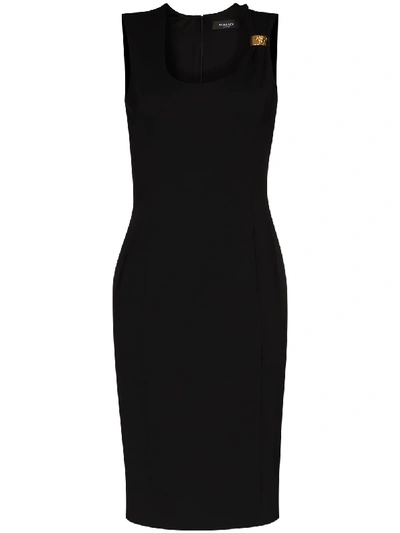 Shop Versace Medusa Asymmetric Dress In A1008  Black