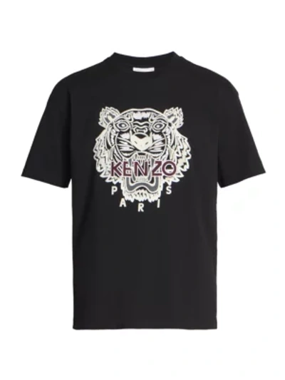 Shop Kenzo Varsity Tiger Logo T-shirt In Black
