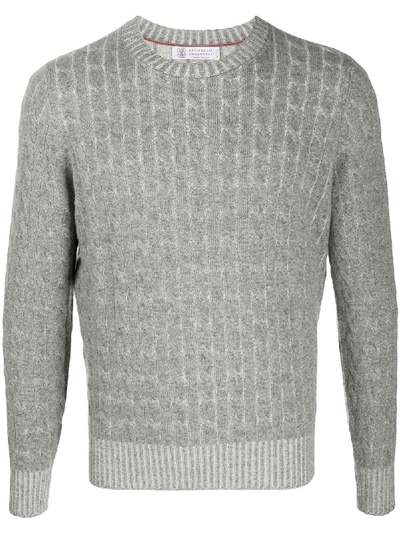 Shop Brunello Cucinelli Cable Knit Jumper In Grey
