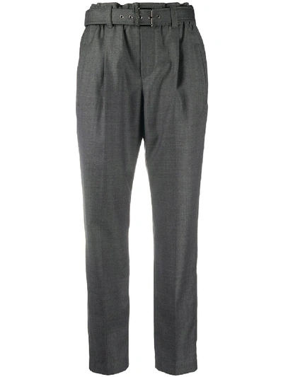 Shop Brunello Cucinelli Belted Waist Trousers In Grey