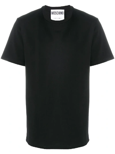 Moschino Logo Patch Cotton T-shirt In Black In Black