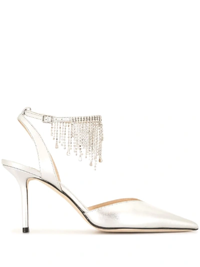 Shop Jimmy Choo Birtie 85 Slingback Pumps In Silver