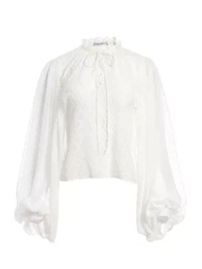 Shop Alice And Olivia Julius Blouson-sleeve Top In Off White