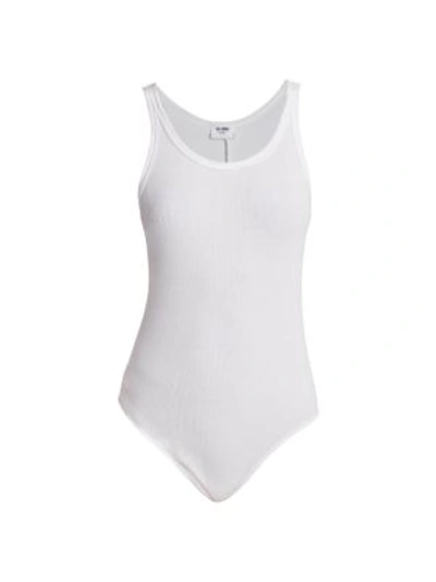 Shop Re/done Ribbed Tank Bodysuit In Optic White