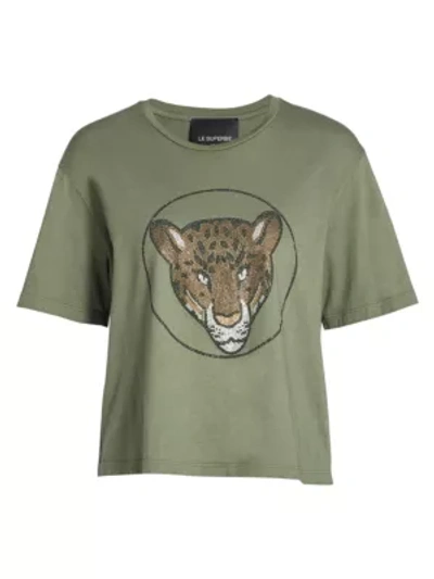 Shop Le Superbe Auro Leopard T-shirt In Washed Army