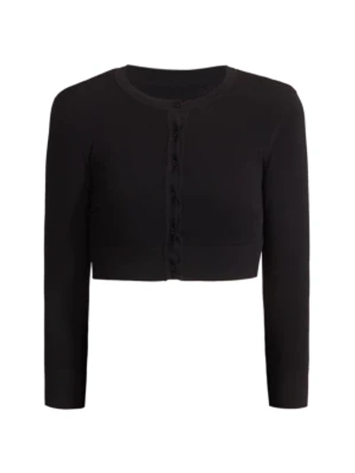 Shop Alaïa Cropped Cardigan In Noir