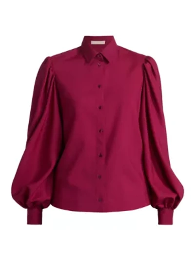 Shop Alaïa Blouson-sleeve Wool Top In Violet