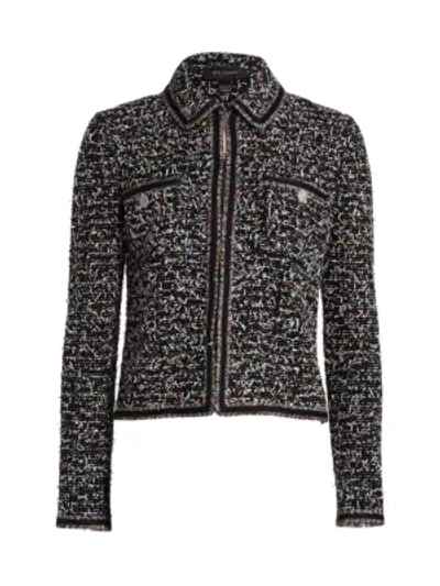 Shop St John Kaleidoscope Wool-blend Tweed Jacket In Caviar Multi
