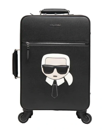 Shop Karl Lagerfeld Wheeled Luggage In Black