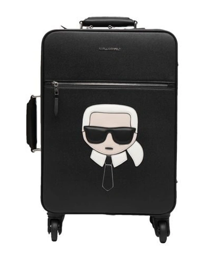 Shop Karl Lagerfeld Wheeled Luggage In Black