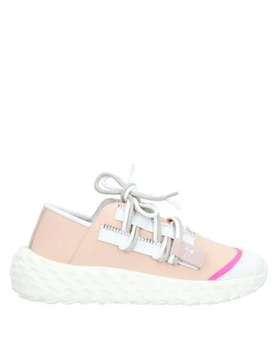 Shop Giuseppe Zanotti Woman Sneakers Blush Size 8 Soft Leather, Textile Fibers In Pink