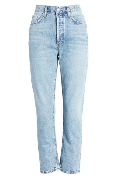 Shop Agolde Riley High Waist Crop Straight Leg Jeans In Blur