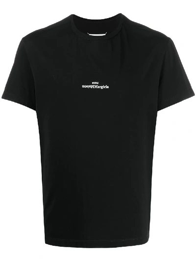 Shop Maison Margiela Distorted-logo Cotton T-shirt In Black