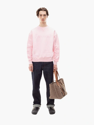 Shop Jw Anderson Sweatshirt With Reverse Sleeves In Pink