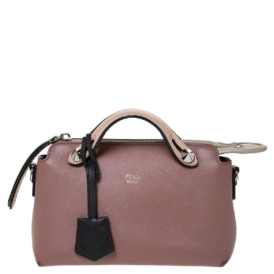 Pre-owned Fendi Antique Rose/beige Leather Mini By The Way Crossbody Bag In Pink