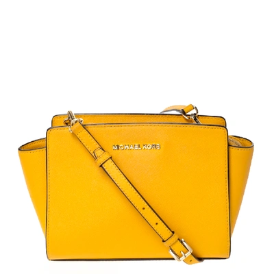 Pre-owned Michael Michael Kors Michael Micheal Kors Yellow Leather Small Selma Crossbody Bag