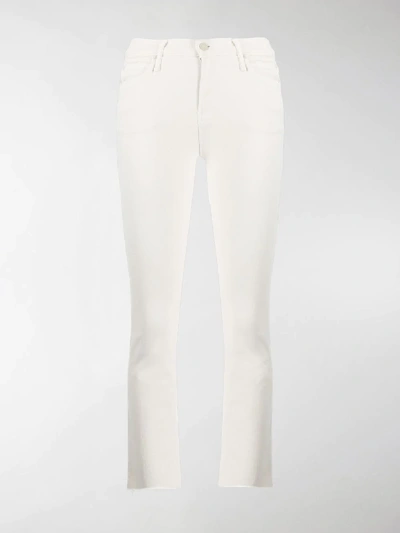 Shop Mother Flared Cropped Jeans In Neutrals