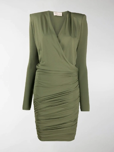 Shop Alexandre Vauthier Wrap Front Mini Dress In Green