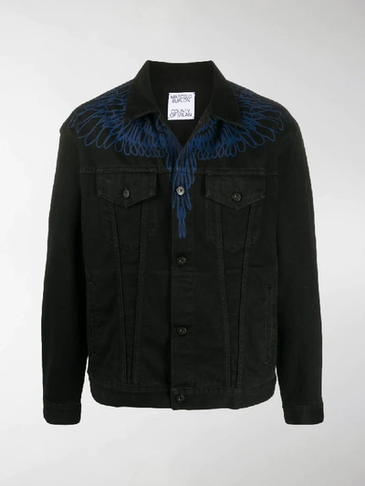 Shop Marcelo Burlon County Of Milan Wings Denim Jacket In Black