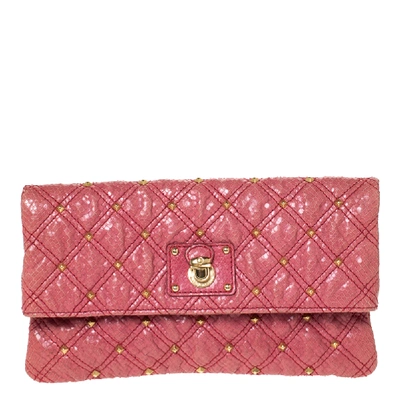 Pre-owned Marc Jacobs Pink Studded Leather Eugenie Clutch