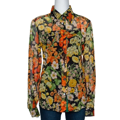 Pre-owned Dolce & Gabbana Multicolor Floral Print Cotton Shirt L