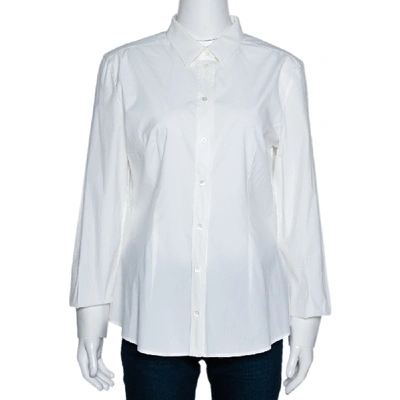 Pre-owned Dolce & Gabbana Off White Stretch Cotton Shirt L