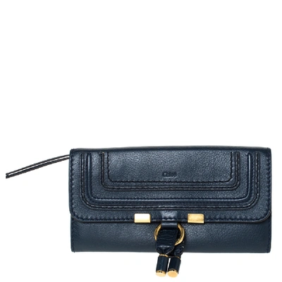 Pre-owned Chloé Blue Leather Marcie Continental Wallet