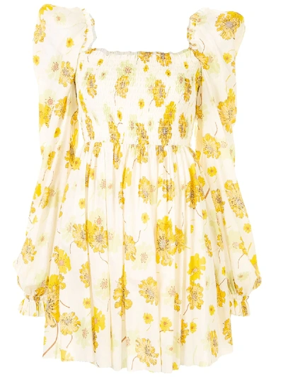 Shop The Vampire's Wife Floral-print Dress In Yellow