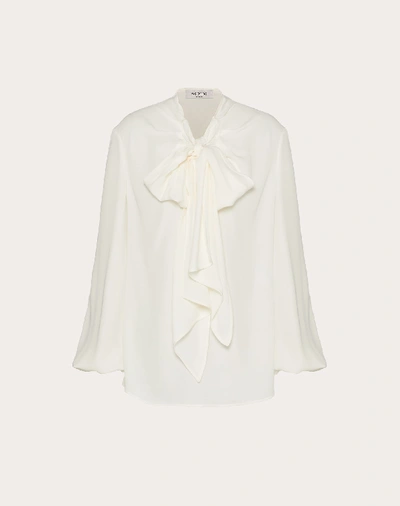 Shop Valentino Georgette Top In Ivory