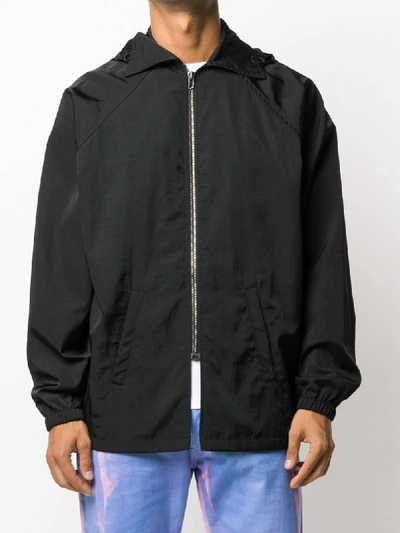 Moschino Logo Print Windbreaker In Black