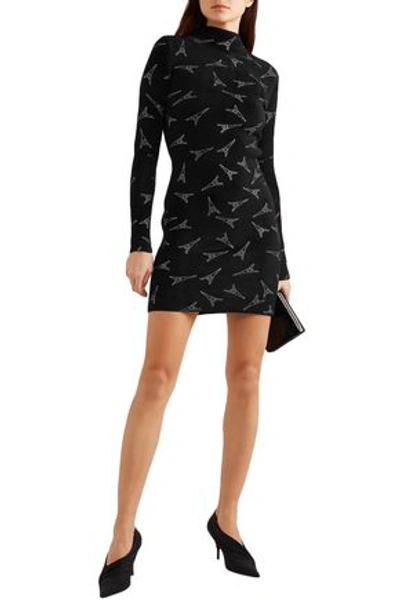 Shop Balenciaga Crystal-embellished Stretch-velvet Mini Dress In Black