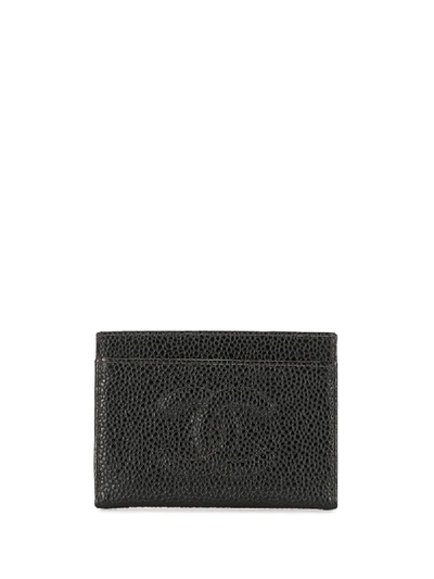 Pre-owned Chanel 2001 Cc Logo Card Case In Black