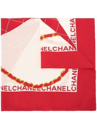 Pre-owned Chanel Jumbo Cc Bag Print Scarf In White