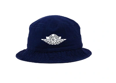 Pre-owned Dior  X Jordan Wings Bucket Hat Navy