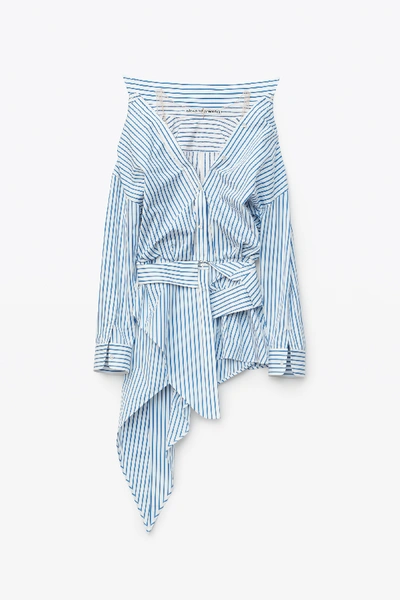 Shop Alexander Wang Asymmetric Deconstructed Shirt Dress In White/blue