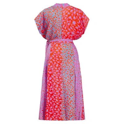 Shop Tomcsanyi Lovran Multi Slits Wrap Dress ‘blossom Cheetah' In Purple