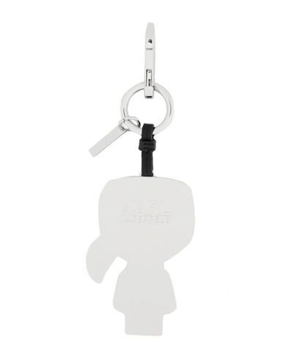 Shop Karl Lagerfeld K/ikonik Karl Keychain Woman Key Ring Black Size - Polyurethane, Metal