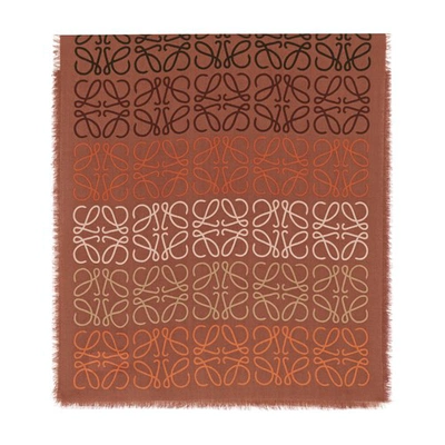 Shop Loewe Scarf Anagram In Lines In Sienna Brown