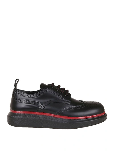 Shop Alexander Mcqueen Contrasting Piping Lace-ups In Black