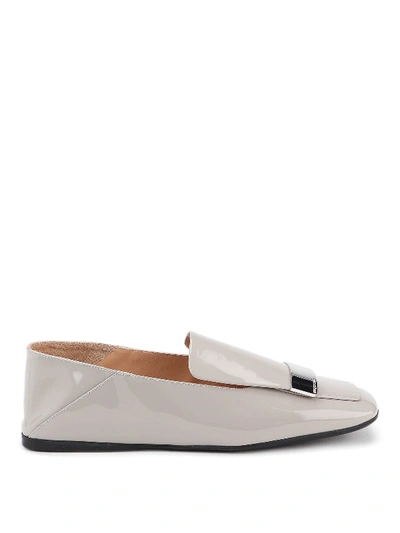 Shop Sergio Rossi Sr1 Grey Patent Leather Slippers In Light Grey